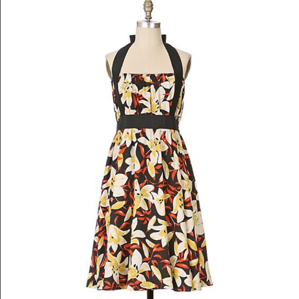 MOULINETTE SOEURS Mayflower Silk Floral Dress Halter